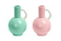 DKD Home Decor Jarrón Verde Menta y Rosa Palo Gres 10.5 x 17 x 11 cm (12 Unidades)