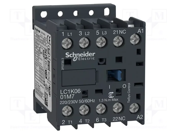 SCHNEIDER ELECTRIC LC1K0610F7 TeSys K Contactor 3-polar 6A 110VAC SCHNEIDER ELECTRIC LC1K0610F7 TeSys K Contactor 3-polar 6A 110VAC