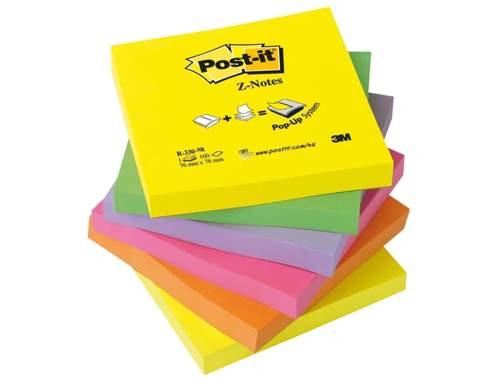Post-it Bloc de Notas Adhesivas Quita y Pon Z-NotesUltra Intenso Pack 6 Blocs Surtidos 76x76 mm