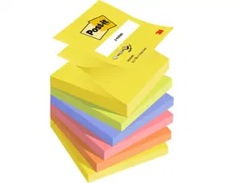 Post-it Bloc de Notas Adhesivas Quita y Pon Z-NotesUltra Intenso Pack 6 Blocs Surtidos 76x76 mm