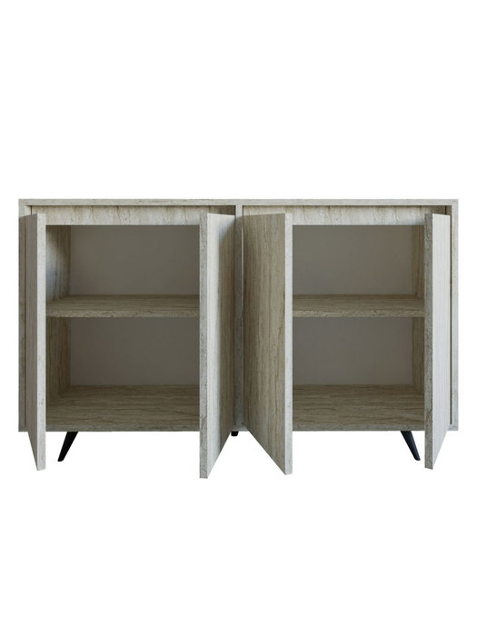 Hanah Home Consola Travertino 140cm Ancho x 86cm Alto, Tablero Partículas Melamina, Múltiples Estantes Hanah Home Consola Travertino 140cm Ancho x 86cm Alto, Tablero Partículas Melamina, Múltiples Estantes
