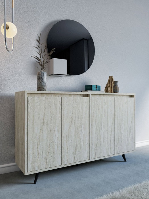 Hanah Home Consola Travertino 140cm Ancho x 86cm Alto, Tablero Partículas Melamina, Múltiples Estantes Hanah Home Consola Travertino 140cm Ancho x 86cm Alto, Tablero Partículas Melamina, Múltiples Estantes