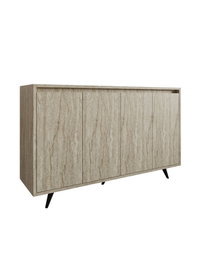 Hanah Home Consola Travertino 140cm Ancho x 86cm Alto, Tablero Partículas Melamina, Múltiples Estantes
