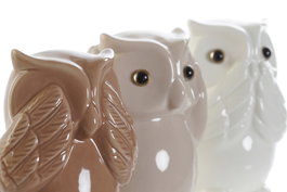 DKD Home Decor Figura de Porcelana Búho Surtido de 3 Unidades