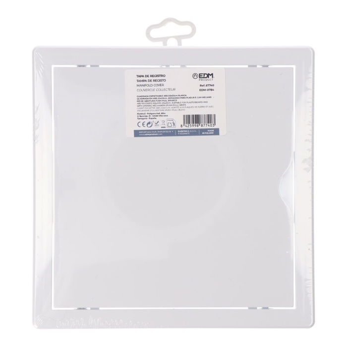 Edm Tapa de Registro Cuadrada Empotrable ABS Blanca 20x20cm