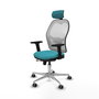 PIQUERAS Y CRESPO Silla de oficina Jorquera con mecanismo Sincro/Traslack, Turquesa y Blanco