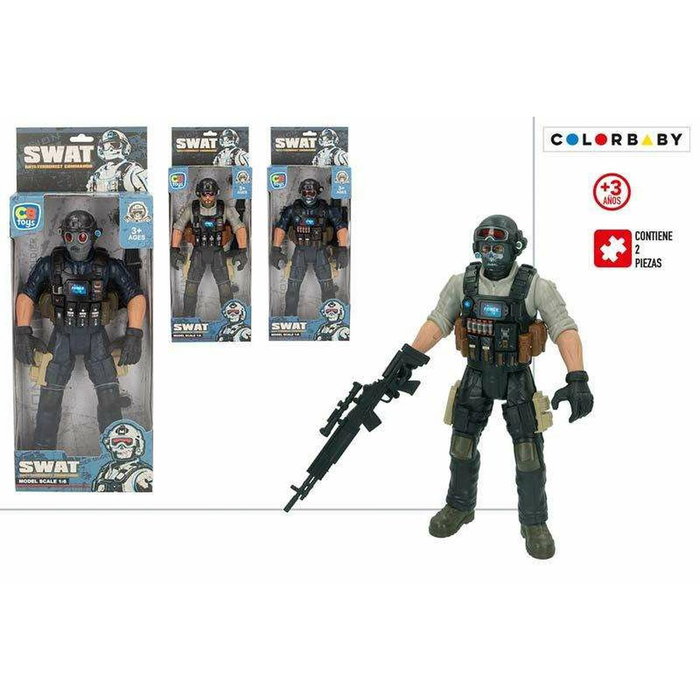 Color Baby Soldado Comando Swat Figura Articulada con Chaleco y Metralleta