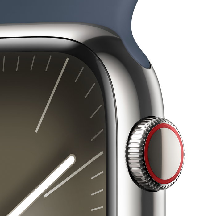 Apple Watch Series 9 GPS + Cellular 45mm Caja Acero Plata Correa Azul Tempestad S/M - Neutro Carbono Apple Watch Series 9 GPS + Cellular 45mm Caja Acero Plata Correa Azul Tempestad S/M - Neutro Carbono