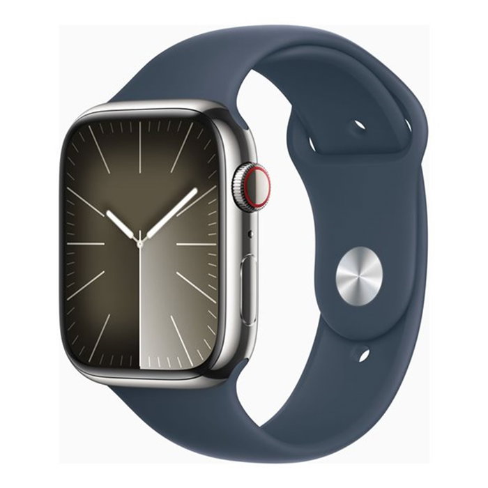 Apple Watch Series 9 GPS + Cellular 45mm Caja Acero Plata Correa Azul Tempestad S/M - Neutro Carbono Apple Watch Series 9 GPS + Cellular 45mm Caja Acero Plata Correa Azul Tempestad S/M - Neutro Carbono
