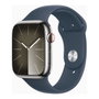 Apple Watch Series 9 GPS + Cellular 45mm Caja Acero Plata Correa Azul Tempestad S/M - Neutro Carbono