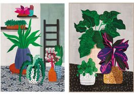 DKD Home Decor Cuadro de Lienzo con Diseño de Plantas (Pack de 2)