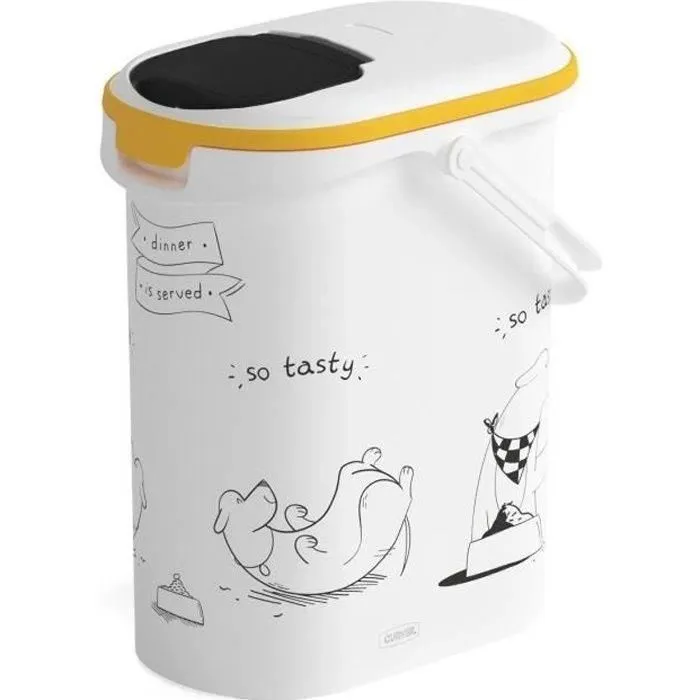Curver Contenedor de Comida El Diner se Sirve para Perros - 10 L / 4 kg - Blanco y Negro Curver Contenedor de Comida El Diner se Sirve para Perros - 10 L / 4 kg - Blanco y Negro