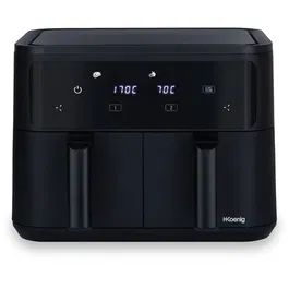Hkoenig Freidora sin aceite FRY900 - Capacidad 9 L (Doble tanque 4.5 L) - 8 programas de cocción - 2400 W