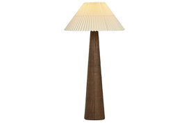 DKD Home Decor Lámpara de Pie Alpino estilo campana marrón y beige, 54x102 cm, pantalla plisada, bombilla E27