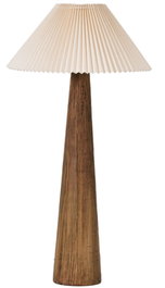 DKD Home Decor Lámpara de pie de cerámica y poliéster plisada Marrón y Beige