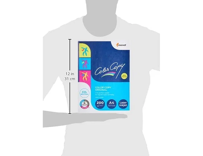 Color Copy Papel A4 200g Paquete de 250 Hojas Blanco Satinado