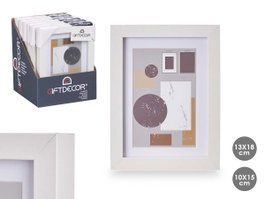 GIFTDECOR Portafotos de Pared de Madera con Paspartú Blanco 10x15cm