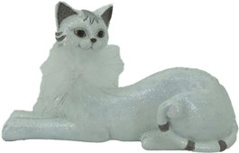 DKD Home Decor Figura de Gato Brillante Blanco en Resina