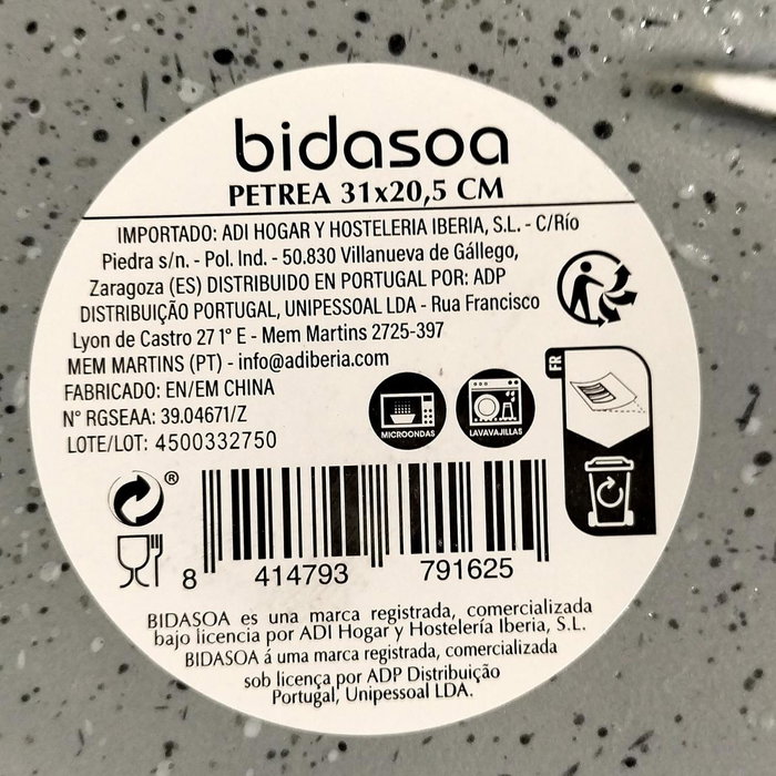 Bidasoa Fuente de Porcelana PETREA Gris Bidasoa Fuente de Porcelana PETREA Gris