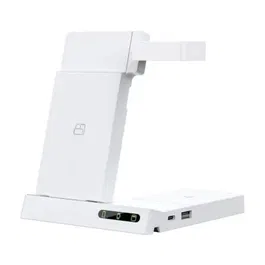 Muvit Cargador Inalámbrico MCWIR0012 3 en 1, Stand Plegable, Carga Rápida 20W, 1xUSB Tipo-C, 1xUSB
