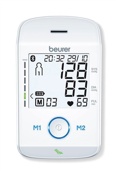 Beurer BM-85 Tensiómetro de Brazo con Bluetooth, Pantalla XL y Medición de Inflación, Clínicamente Probado