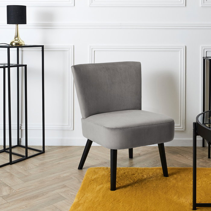 Home Deco Factory Silla Butaca Gris Terciopelo Giulia Lounge 55x63 cm