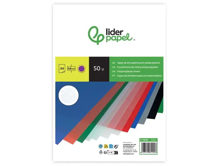 Liderpapel Tapa de encuadernación de polipropileno ondulado A4 0,8 mm violeta (50 unidades)