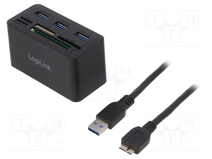 LogiLink CR0042 Hub USB 3.0 con 3 puertos y lector de tarjetas LogiLink CR0042 Hub USB 3.0 con 3 puertos y lector de tarjetas
