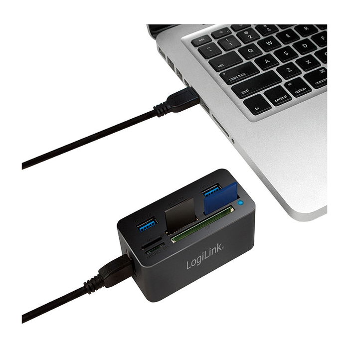 LogiLink CR0042 Hub USB 3.0 de 3 Puertos con Lector de Tarjetas All-in-One