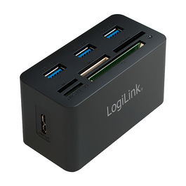LogiLink CR0042 Hub USB 3.0 de 3 Puertos con Lector de Tarjetas Todo en Uno