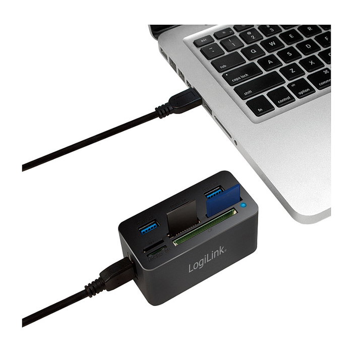 LogiLink CR0042 Hub USB 3.0 con 3 puertos y lector de tarjetas LogiLink CR0042 Hub USB 3.0 con 3 puertos y lector de tarjetas