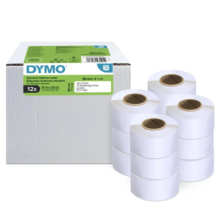 Dymo Etiquetas de Dirección LW Multipack 28x89mm Blanco (12 Rollos)