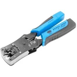 Phasak TD 018 Crimpadora Profesional para Conectores RJ11 RJ12 RJ45 con Tester LED, Pelacables y Cortador - Herramienta 3 en 1 para Redes Datos/Voz