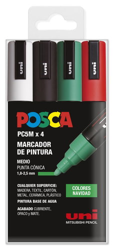 Posca PC-5M Estuche de 4 Rotuladores de Pintura Colores Navidad Posca PC-5M Estuche de 4 Rotuladores de Pintura Colores Navidad