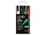 Posca Rotulador PC-5M/4C Estuche 4 Unidades Colores Navidad Surtidos Blanco Negro Verde Rojo Marcador Pintura Base Agua