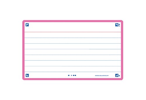 OXFORD Fichas Flash 2.0 Color Horizontal 125x75mm (A7) Fucsia, paquete de 30 OXFORD Fichas Flash 2.0 Color Horizontal 125x75mm (A7) Fucsia, paquete de 30