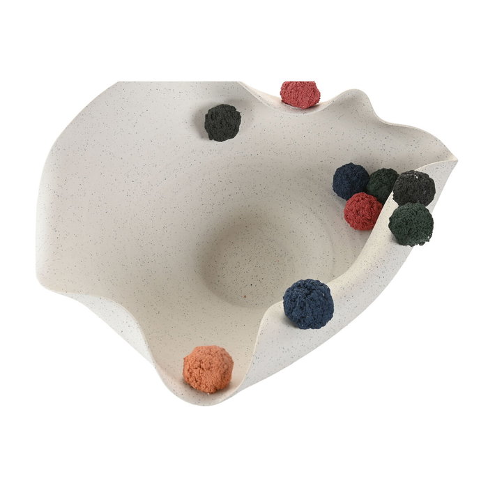 DKD Home Decor Centro de Mesa de Cerámica con Pompones Blanco