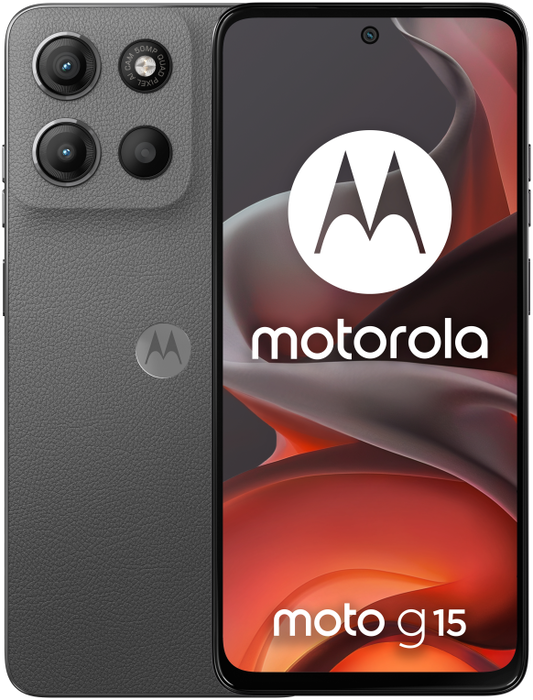 Motorola Moto G15 Smartphone 4G Android 15, Pantalla FHD+ 6.72", 256 GB Almacenamiento, 8 GB RAM, 5200 mAh, Cámara 50 MP, Carga TurboPower, Gris