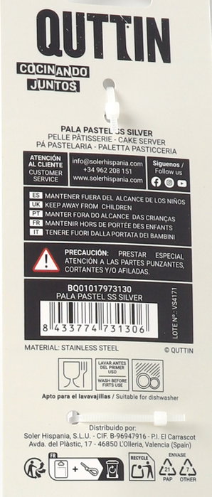 Quttin Pala Pastel Ss Silver 30.7 cm Ancho 6.4 cm Alto 3 cm (36 Unidades)