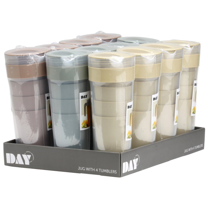 Day Jarra con Taza 1,4 L y 4 Vasos Day Colores Surtidos No Apta Lavavajillas Day Jarra con Taza 1,4 L y 4 Vasos Day Colores Surtidos No Apta Lavavajillas