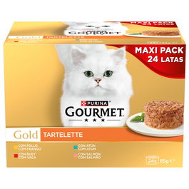 Gourmet Tartelette Surtido 4x24x85g para Gatos, Variedad de Sabores y Texturas