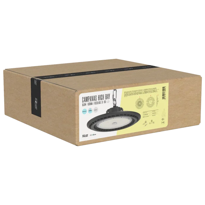 BX3 LIGHT Campana High Bay LED 150W IP65 6000K 120 grados Reg. 0-10V para Techos Altos