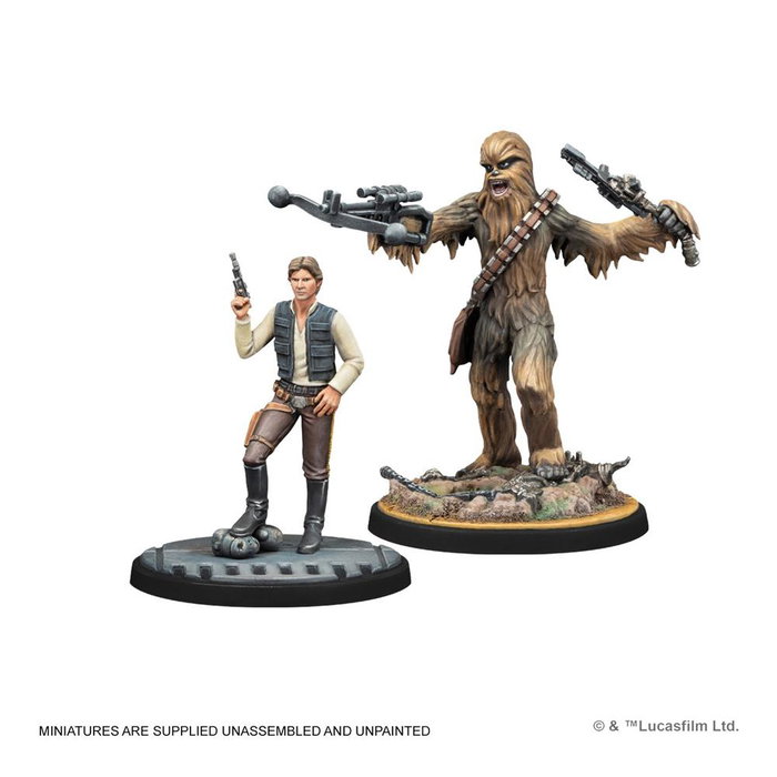 Atomic Mass Games Star Wars Shatterpoint Expansión Real Quiet Like Squad Pack SWP35 - Juego de Mesa, Miniaturas Han Solo Chewbacca, Montar Pintar, Juego Base Requerido