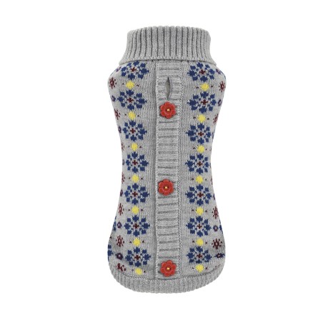 Nayeco Jersey Punto Flower 20 cm - Jersey para perro con estampado floral y botones rojos, ajustable Nayeco Jersey Punto Flower 20 cm - Jersey para perro con estampado floral y botones rojos, ajustable