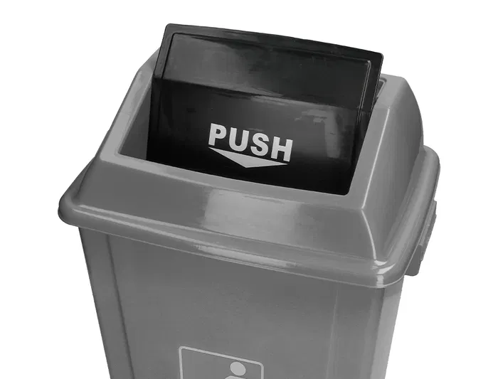 Q-connect Papelera Contenedor Plástico con Tapa de Balancín 58 Litros Gris 470x330x760 mm