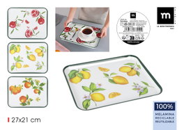La Mediterranea Bandeja de Melamina Diseño 3 Frutas 27 x 21 cm (18 Unidades)