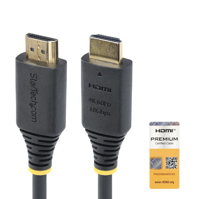 StarTech.com Cable HDMI Premium Certificado 1m - 4K 60Hz 144Hz UHD HDR10 HDCP 2.2 ARC 18Gbps HDMI 2.0 para Monitor o TV TPE Negro StarTech.com Cable HDMI Premium Certificado 1m - 4K 60Hz 144Hz UHD HDR10 HDCP 2.2 ARC 18Gbps HDMI 2.0 para Monitor o TV TPE Negro