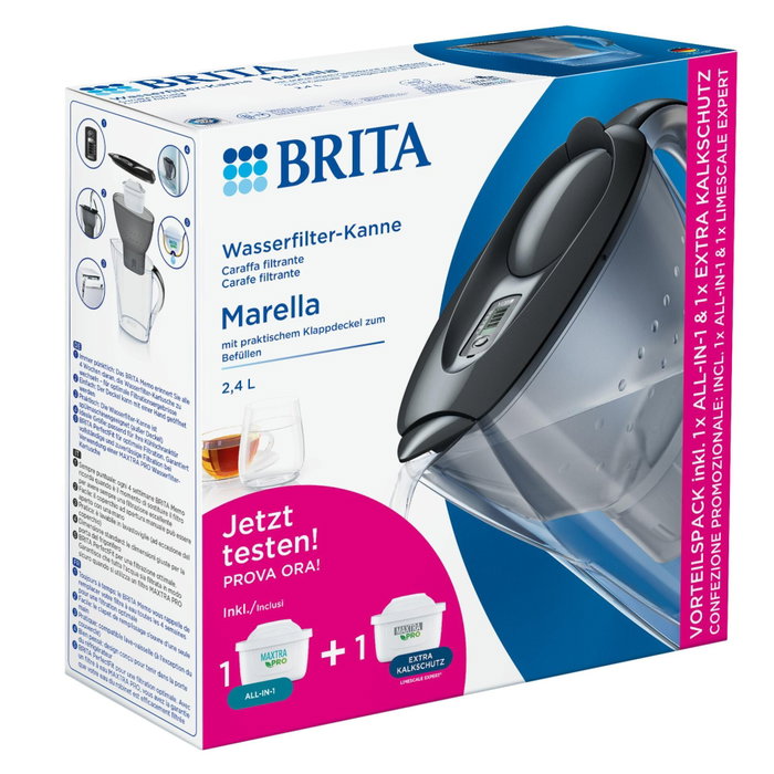 Brita Marella Jarra Filtrante Grafito con 1x All-in-1 y 1x Protección Extra contra la Cal Brita Marella Jarra Filtrante Grafito con 1x All-in-1 y 1x Protección Extra contra la Cal