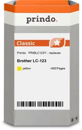 Prindo Classic Cartucho de tinta amarillo compatible con Brother LC123Y