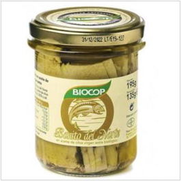 BIOCOP Filetes de Bonito del Norte 195Gr. Bio en Aceite de Oliva Virgen Extra